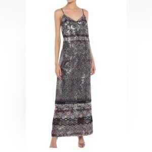 Elie Tahari NWT Runway Metallic Jacquard Embroidered Maxi Dress Size 4